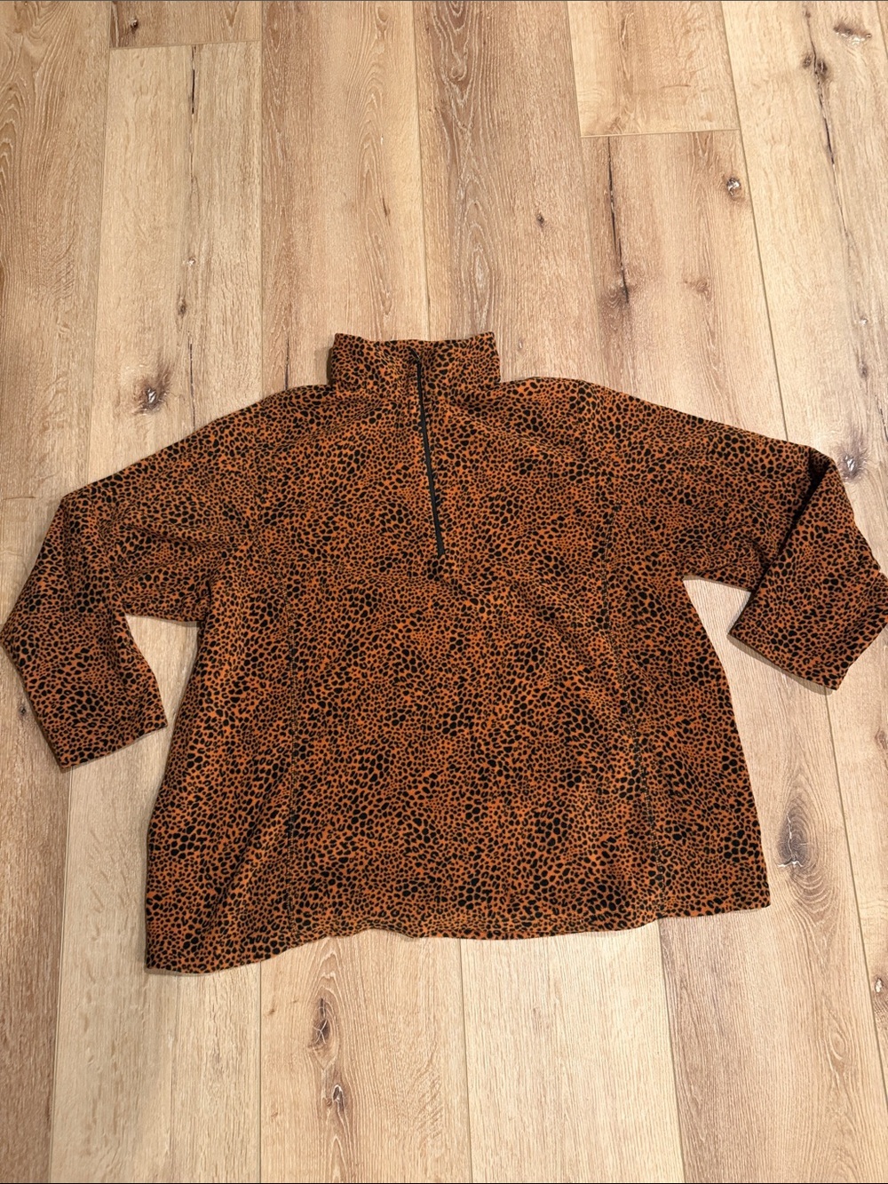 Lands' End | Women's Leopard-Print Quarter Zip Pullover | Rust/Black | size 3X